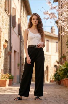 Бавовняний топ - кремовий