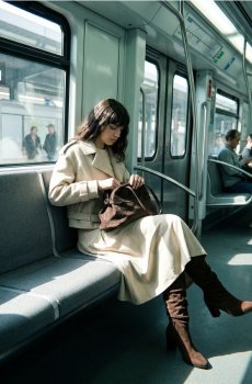 Коротке пальто з поясом - бежевий