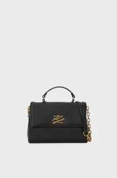Женская черная кожаная сумка AUTOGRAPH TOP HANDLE CB Черный ONESIZE Karl Lagerfeld A1W30170