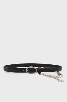Женский черный кожаный ремень autograph chain h2.5 Черный 75 Karl Lagerfeld B3W33016