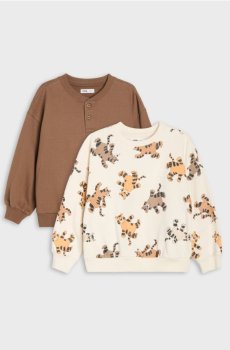 Світшоти crewneck loose fit з мотивом тварин 2 pack - різнобарвний