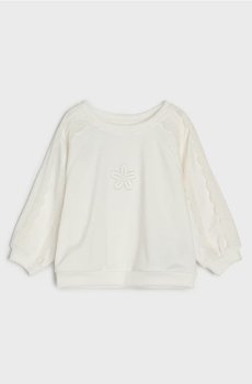 Світшот з круглим коміром і вишивкою - кремовий