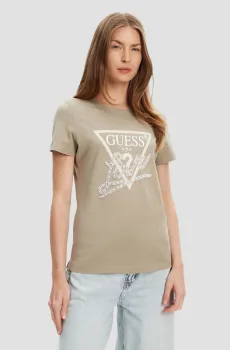 Женская бежевая футболка Бежевый S Guess W5YI40.I3Z14;G8CJ
