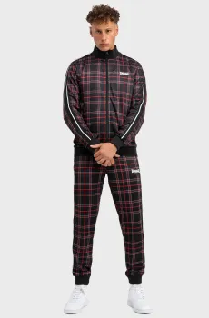 Мужской черный спортивный костюм в клетку (кофта, брюки) Черный M Lonsdale 117735