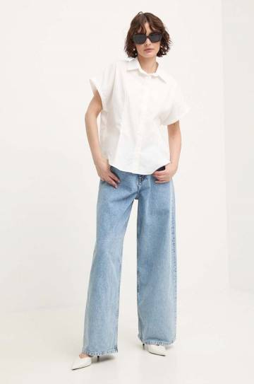Хлопковая рубашка Answear Lab женская цвет белый relaxed классический воротник Хлопковая рубашка Answear Lab женская цвет белый relaxed классический воротник
