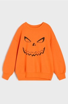 Бавовняна кофта crewneck з мотивом Геловіну - мандариновий