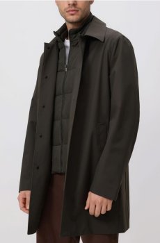 Reserved - Гладке пальто з коміром - коричневувато-зелений - 671IE-78X