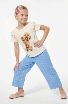 Штани з тканини в смужку - light blue