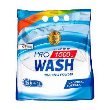 Стиральный порошок Pro Wash универсальный, 30 циклов стирки, 1.5 кг Стиральный порошок Pro Wash универсальный, 30 циклов стирки, 1.5 кг
