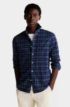 Мужская темно-синяя рубашка в клетку BRUSHED EASY CHECK RF Синий S Tommy Hilfiger MW0MW37207