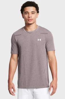 Мужская пудровая футболка в клетку Vanish Seamless Grid Розовый S Under Armour 1376921-015