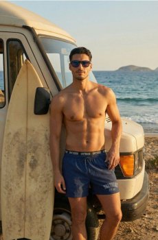 Плавки з написом - темно-синій