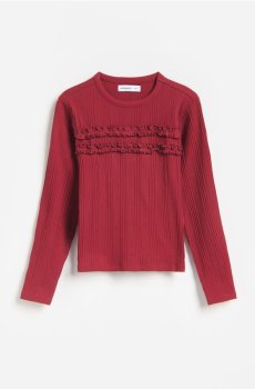 Reserved - Футболка з трикотажу в рубчик - буряковий - 514KD-83X