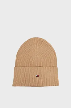 Женская бежевая шапка ESSENTIAL FLAG BEANIE Бежевый ONESIZE Tommy Hilfiger AW0AW15309