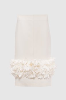 Юбка цвета айвори из шерсти и шелка