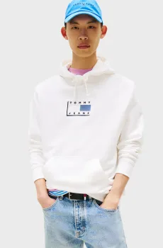 Мужское белое худи REG POP CLR FLAG Белый S Tommy Jeans DM0DM21623