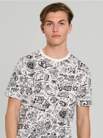 Футболка з принтом Teenage Mutant Ninja Turtles - кремовий