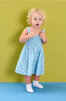 Бавовняна сукня на бретелях з квітковим візерунком - блакитний