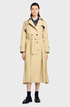 Женский бежевый тренч Бежевый 36 Sandro SFPOU00705_Beige