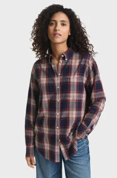 Женская темно-синяя рубашка в клетку FLANNEL Синий 36 Gant 4300560