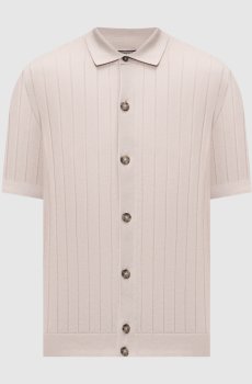 Бежевая рубашка с шелком с короткими рукавами