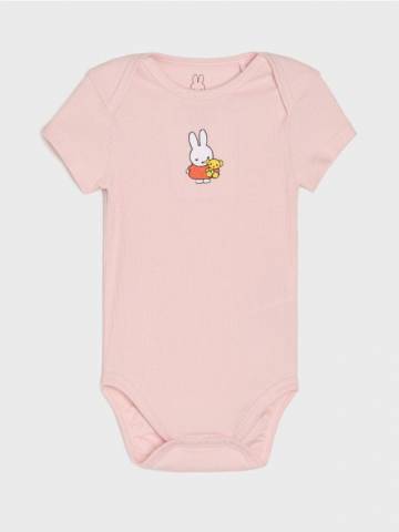 Боді з трикотажу в рубчик Miffy - рожевий Боді з трикотажу в рубчик Miffy - рожевий