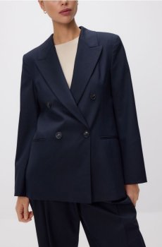 Reserved - Двобортний піджак з додаванням вовни - темно-синій - 047JL-59X