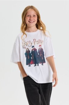 Бавовняна oversize футболка з принтом Harry Potter - білий