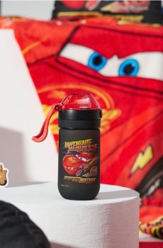 Пляшка для води з ручкою та соломинкою Cars - різнобарвний