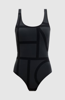 Черный купальник с принтом