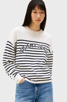 Женский белый джемпер в полоску STRIPE VARSITY Белый XS Tommy Jeans DW0DW20251