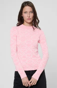 Женский розовый джемпер с узором Розовый S HUGO 50542604;967