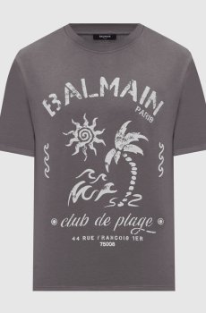 Серая футболка Balmain Plage