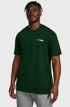 Мужская зеленая футболка UA HW ARMOUR LABEL SS Зеленый S Under Armour 1382831-301