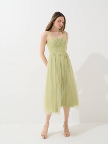 Mohito - Сукня міді з фатину - оливковий - XXS