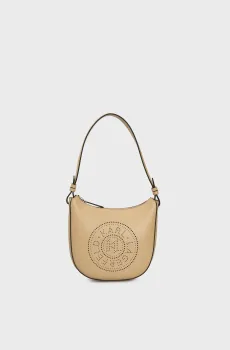 Женская бежевая кожаная сумка k circle moon shb perforated Бежевый ONESIZE Karl Lagerfeld 241W3028