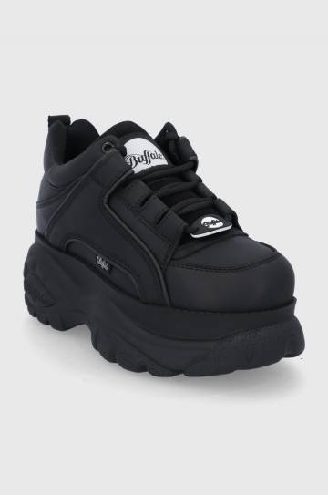 Кожаные ботинки Buffalo цвет чёрный на платформе