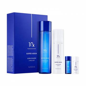 Набор для лица Missha Super Aqua Ultra Hyalron Set (эссенция, 200 мл + эмульсия, 130 мл + эссенция, 15 мл + эмульсия, 15 мл) Набор для лица Missha Super Aqua Ultra Hyalron Set (эссенция, 200 мл + эмульсия, 130 мл + эссенция, 15 мл + эмульсия, 15 мл)