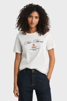 Женская белая футболка CREST Белый S Gant 4202568