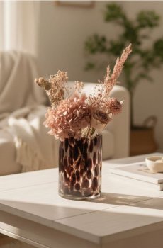 Візерункова скляна ваза - буряковий