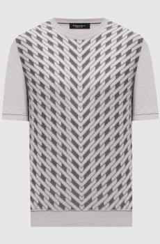 Серая футболка с шелком в узор
