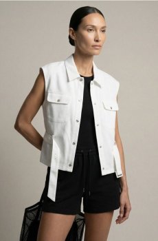 Сорочка без рукавів з віскозою та домішкою льону - білий