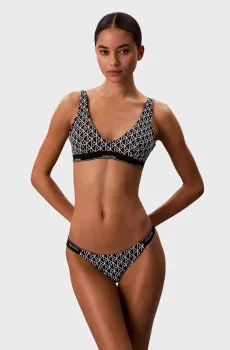 Женские черные трусики от купальника с узором Черный XS Calvin Klein LV00Q61206