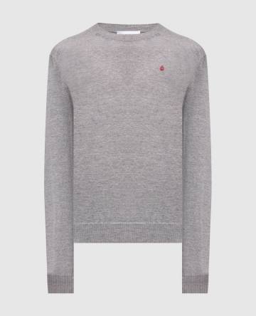 Серый джемпер из шерсти с вышивкой логотипа эмблемы