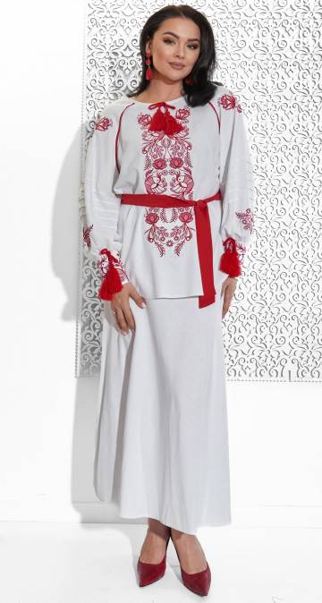 Костюми жіночі Lemanta Льняний костюм з українською вишивкою 52 (7024+6057)