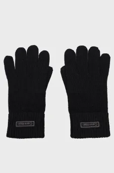 Мужские черные шерстяные перчатки PATCH Черный ONESIZE Calvin Klein LV14D8031G