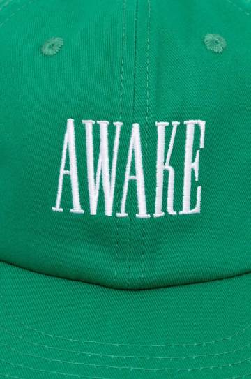 Хлопковая кепка Awake NY Logo Hat цвет зелёный с аппликацией SP24-HT004 Хлопковая кепка Awake NY Logo Hat цвет зелёный с аппликацией SP24-HT004