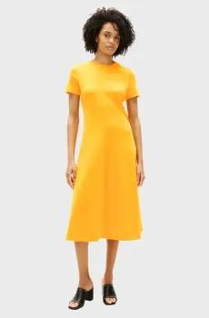 Женское желтое платье INTERLOCK F&F MIDI Желтый XS Tommy Hilfiger WW0WW50825