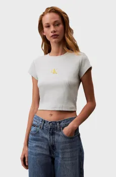 Женская мятная футболка MONOGRAM BABY TEE Ментоловый XXS Calvin Klein Jeans LV047AB802