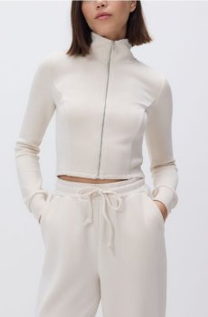 Reserved - Кофта на блискавці з модалу - нюдовий - 797HS-02X